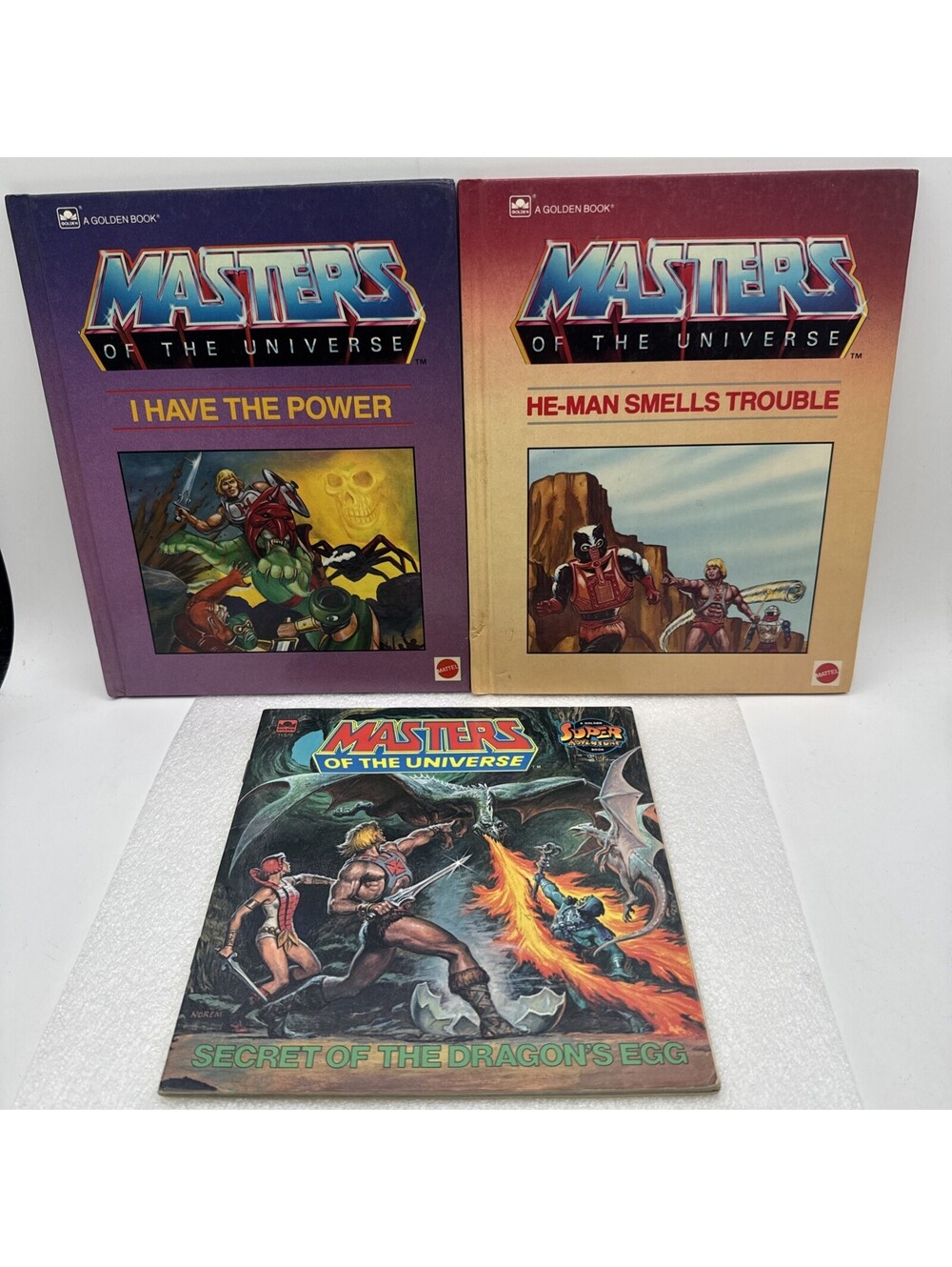 Vintage Lot of 3 -1985 He-Man Books MOTU Mattel Golden Super Adventure HC & SC